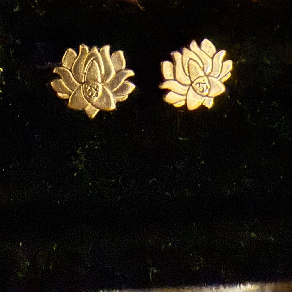 Alex and Ani Lotus Earrings light gold color